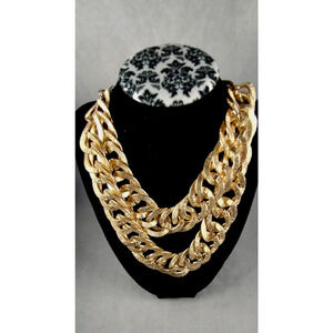 Large Double Link Chain Short Necklace Adjustable Costume Statement Piece Dressy